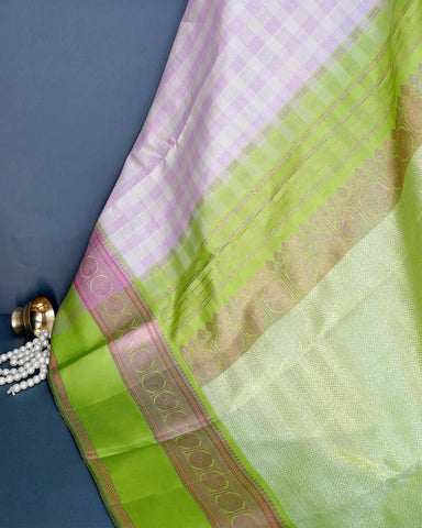 Pastel Lavender Katan Banarasi Silk Saree - PattuCheeralu