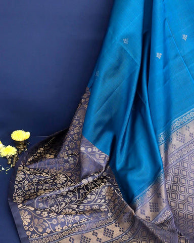 Torque Blue Soft Silk Saree - PattuCheeralu