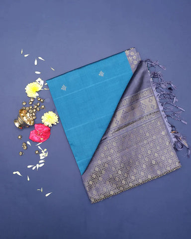 Torque Blue Soft Silk Saree - PattuCheeralu