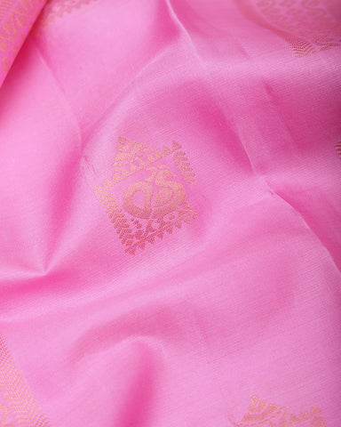 Rose Pink Kanchipuram Silk Saree - PattuCheeralu