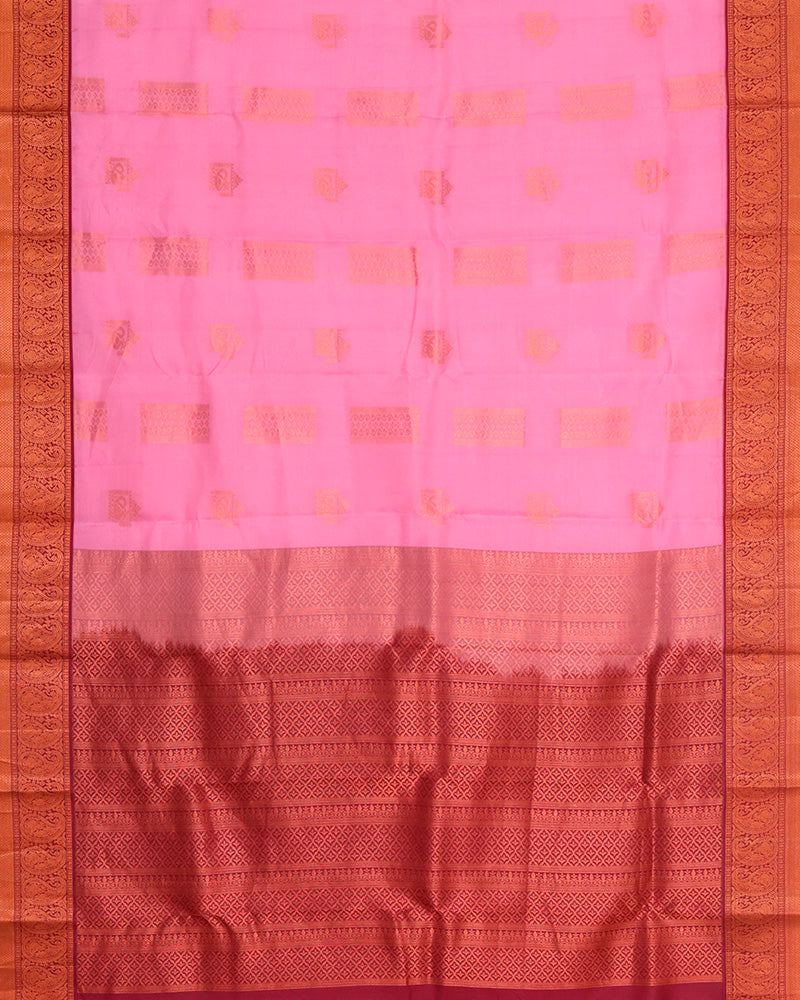 Rose Pink Kanchipuram Silk Saree - PattuCheeralu