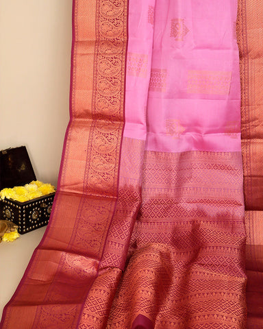 Rose Pink Kanchipuram Silk Saree - PattuCheeralu