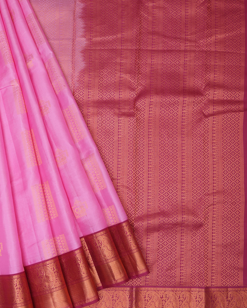 Rose Pink Kanchipuram Silk Saree - PattuCheeralu
