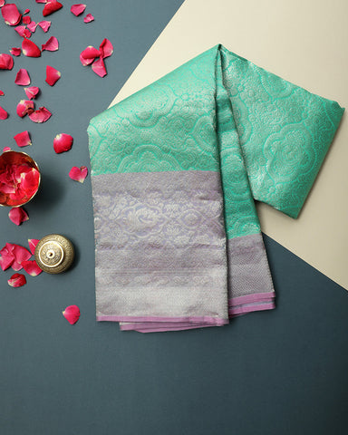 Mint Green Kanchipuram Silk Saree - PattuCheeralu