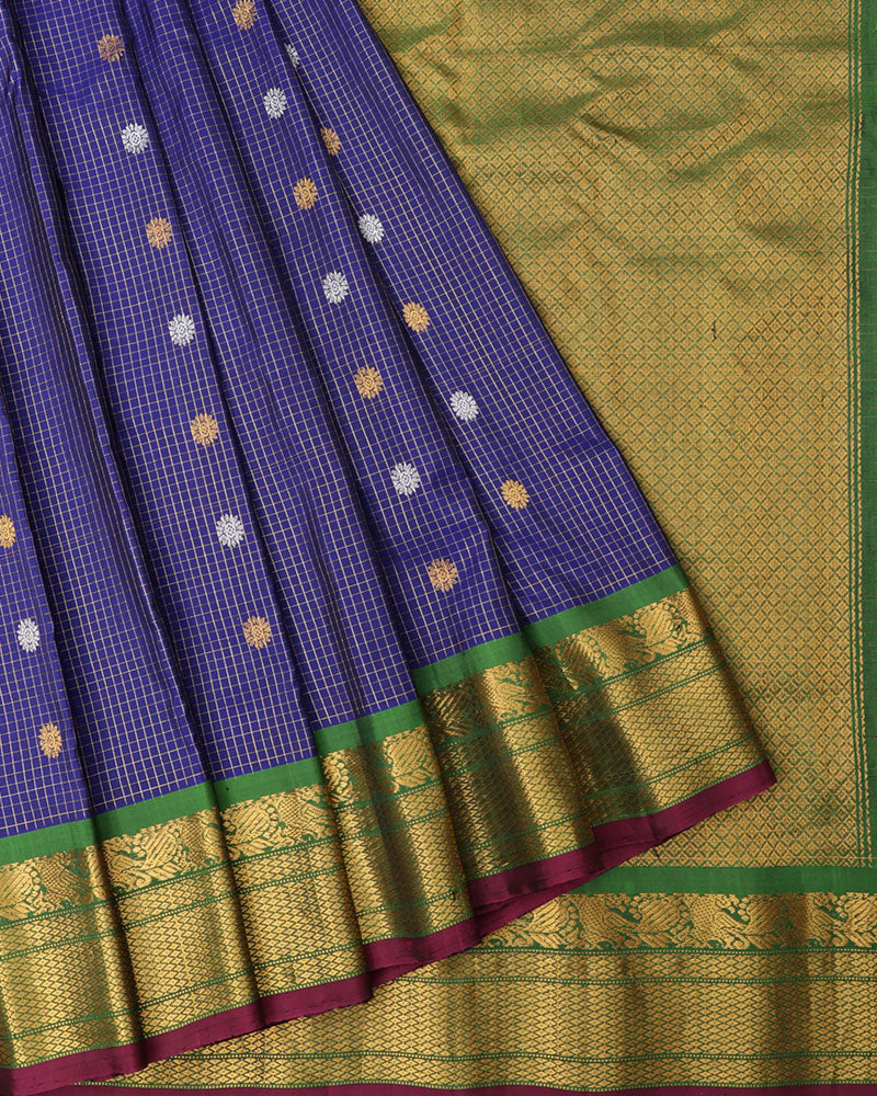 Royal Blue Gadwal Silk Saree - PattuCheeralu