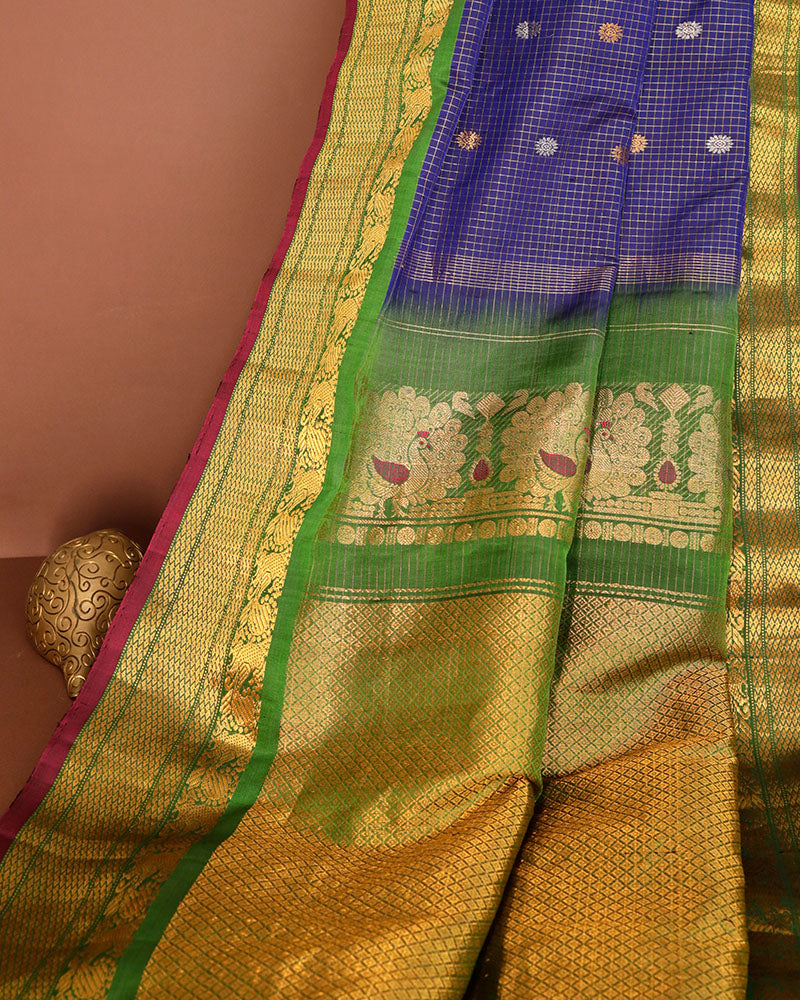 Royal Blue Gadwal Silk Saree - PattuCheeralu