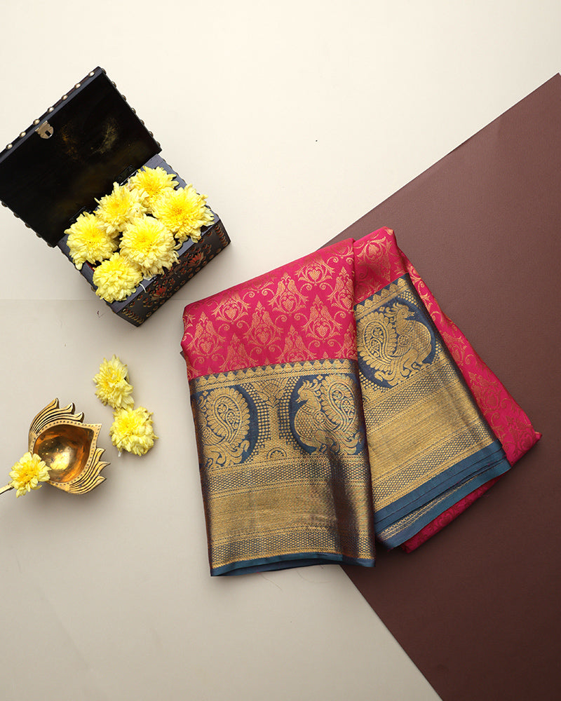 Rani Pink Jeeva Silk Saree - PattuCheeralu
