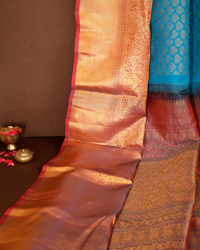 Sky Blue Jeeva Silk Saree - PattuCheeralu