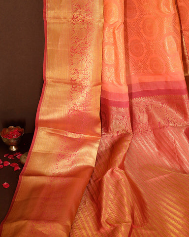 Peach Kanjivaram Silk Saree - PattuCheeralu