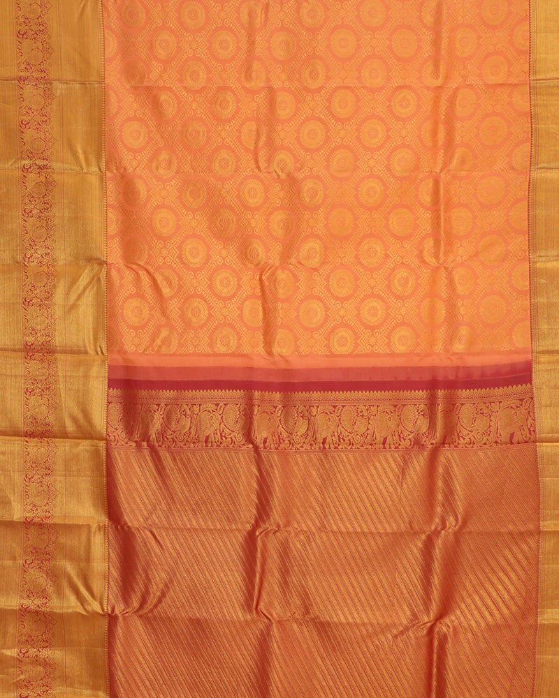 Peach Kanjivaram Silk Saree - PattuCheeralu