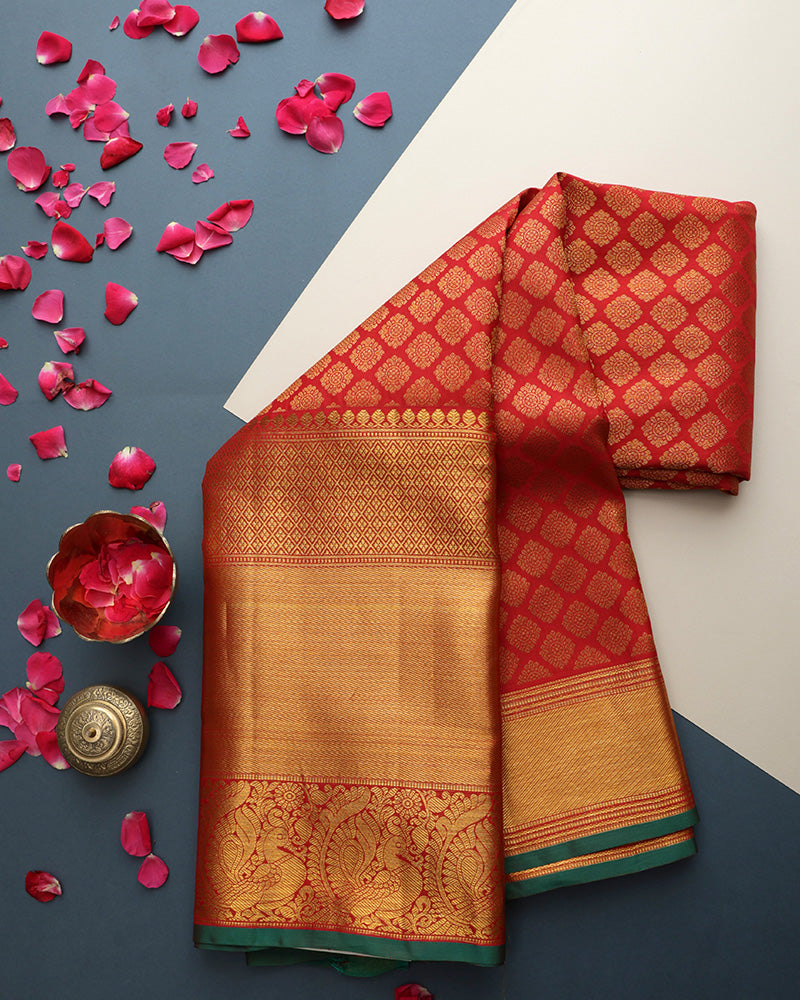 Red Jeeva Silk Saree - PattuCheeralu