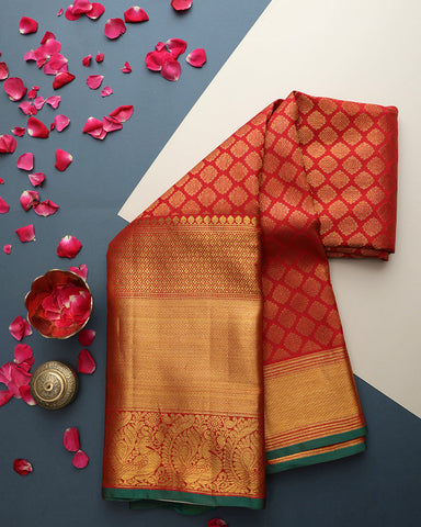 Red Jeeva Silk Saree - PattuCheeralu