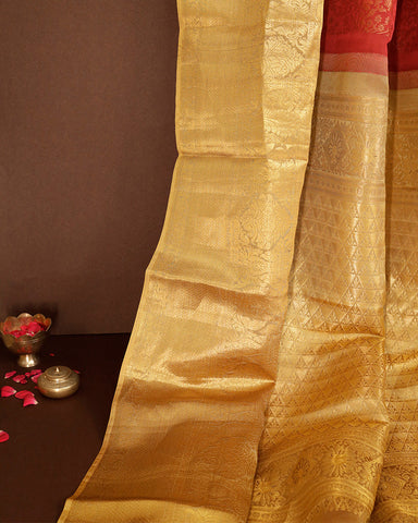 Bright Red Jeeva Silk Saree - PattuCheeralu