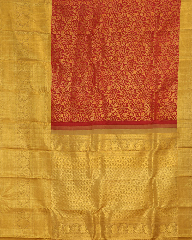 Bright Red Jeeva Silk Saree - PattuCheeralu