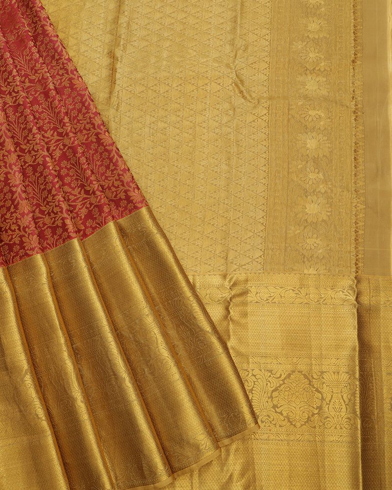 Bright Red Jeeva Silk Saree - PattuCheeralu