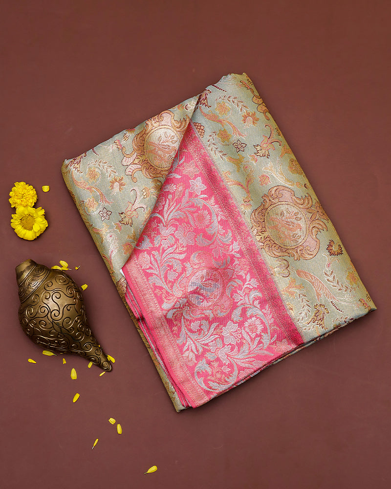 The blue bridal tissue Kanjivaram saree - PattuCheeralu