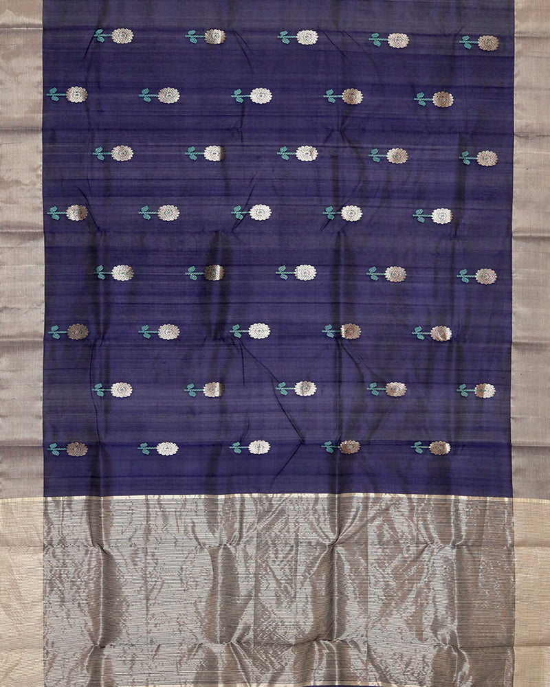 Deep Blue Chanderi Silk Saree - PattuCheeralu