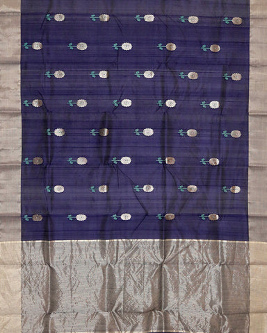Deep Blue Chanderi Silk Saree - PattuCheeralu