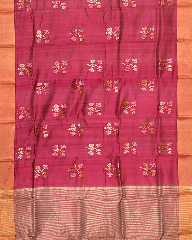 Magenta Chanderi Silk Saree - PattuCheeralu