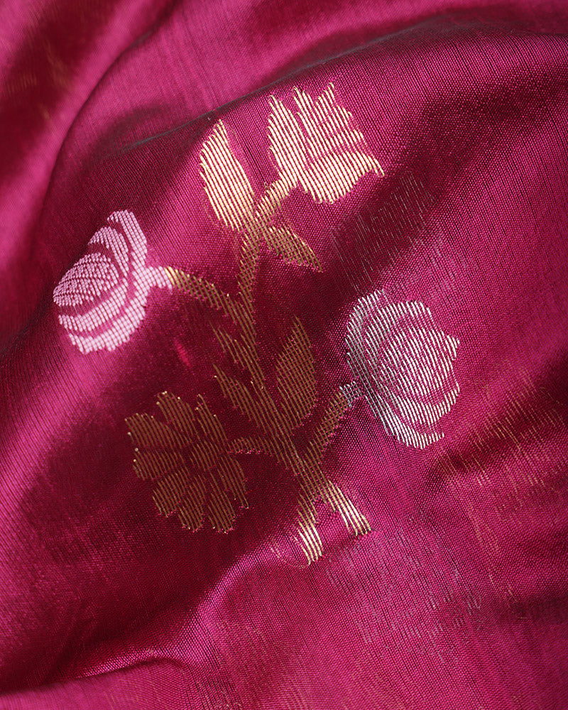 Magenta Chanderi Silk Saree - PattuCheeralu