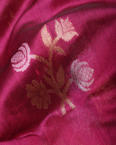 Magenta Chanderi Silk Saree - PattuCheeralu
