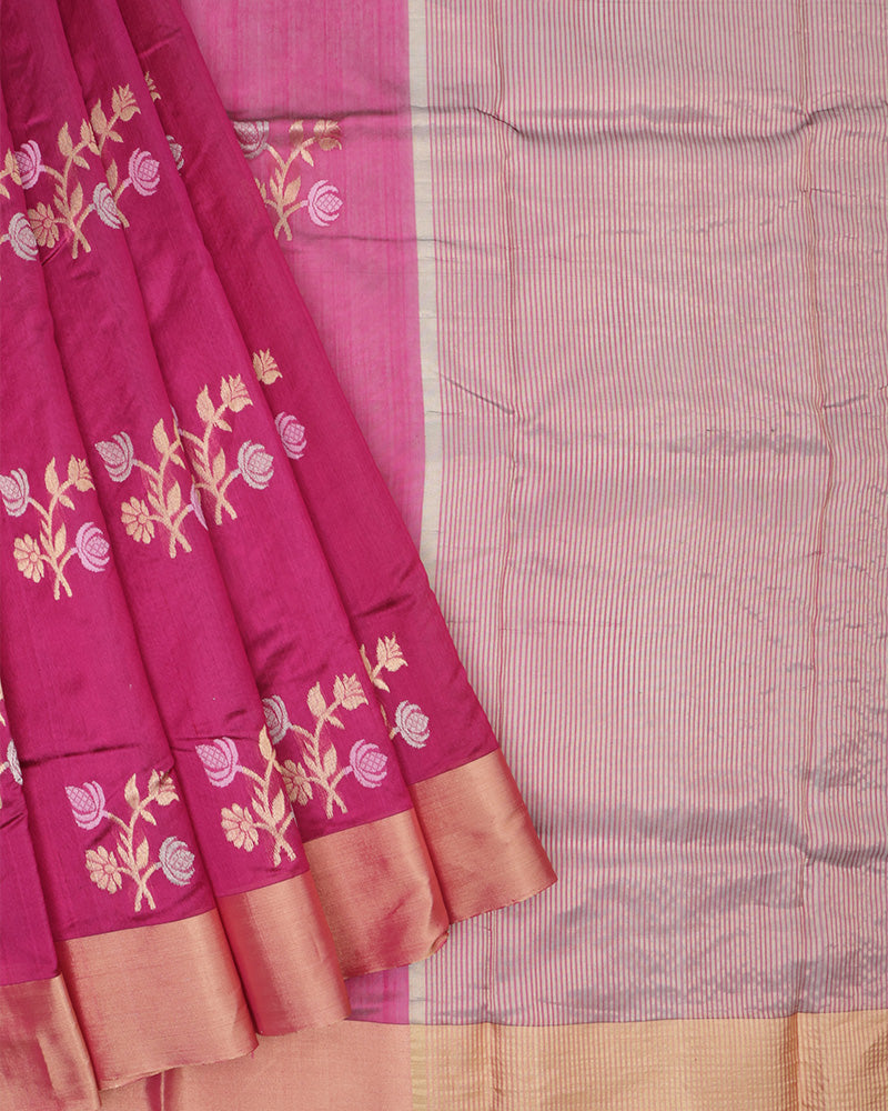 Magenta Chanderi Silk Saree - PattuCheeralu