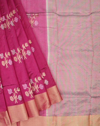 Magenta Chanderi Silk Saree - PattuCheeralu
