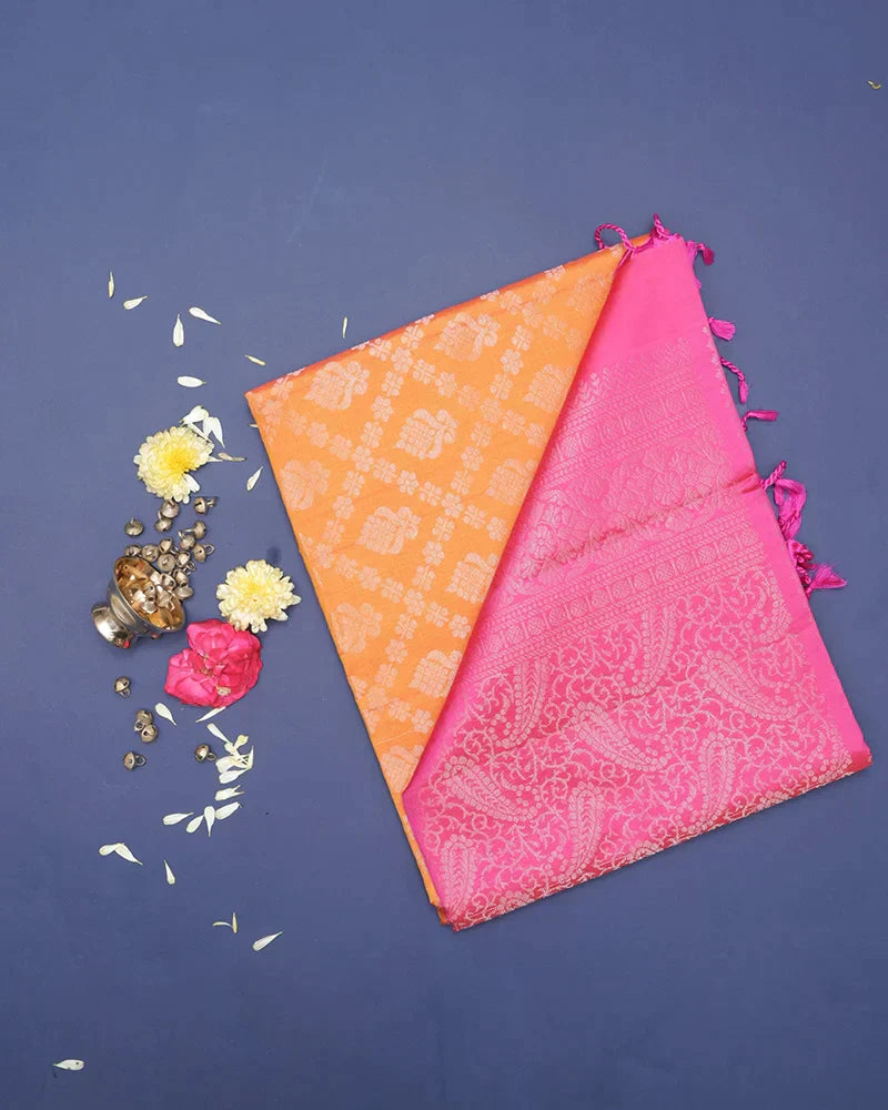 Orange Soft Silk Saree - PattuCheeralu