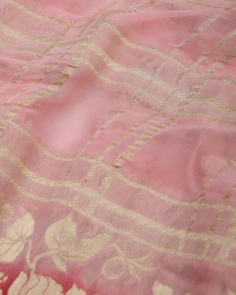 Peach Pink Banarasi Silk Saree - PattuCheeralu