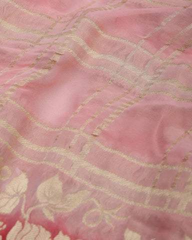 Peach Pink Banarasi Silk Saree - PattuCheeralu