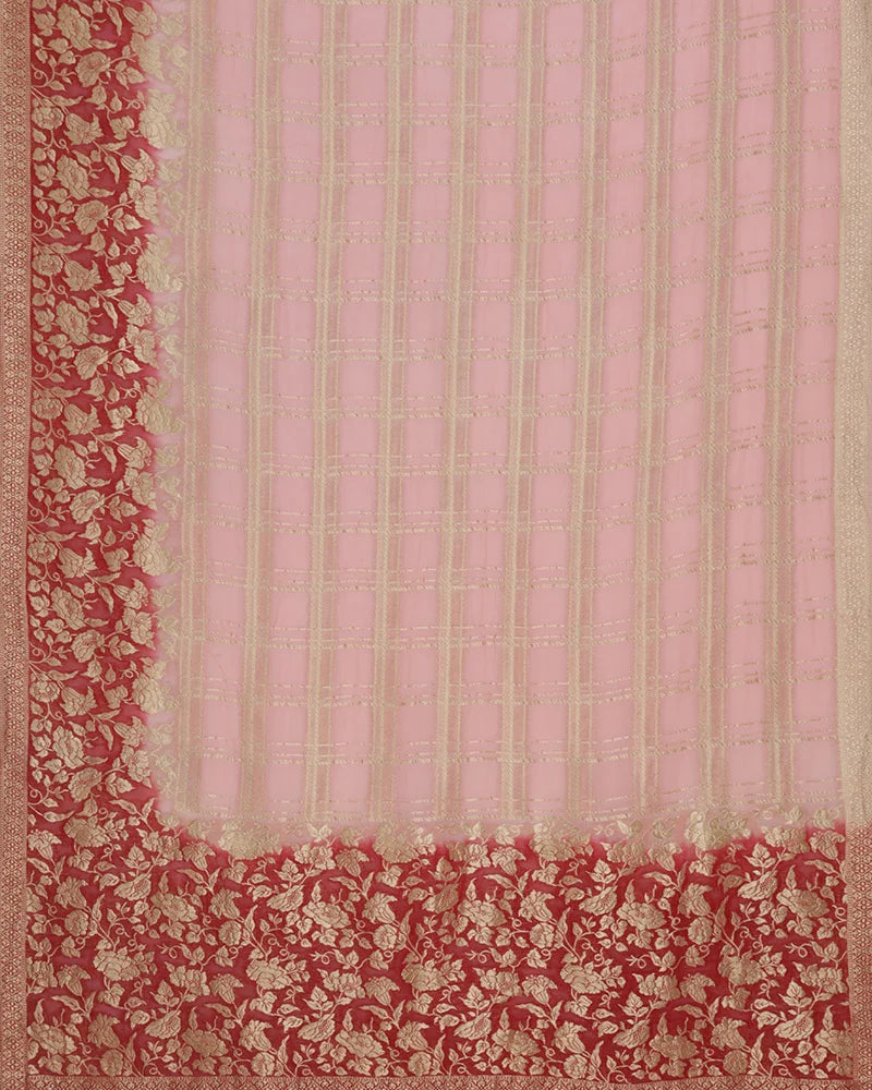 Peach Pink Banarasi Silk Saree - PattuCheeralu