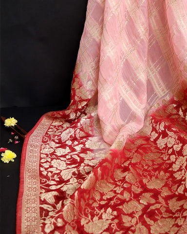 Peach Pink Banarasi Silk Saree - PattuCheeralu