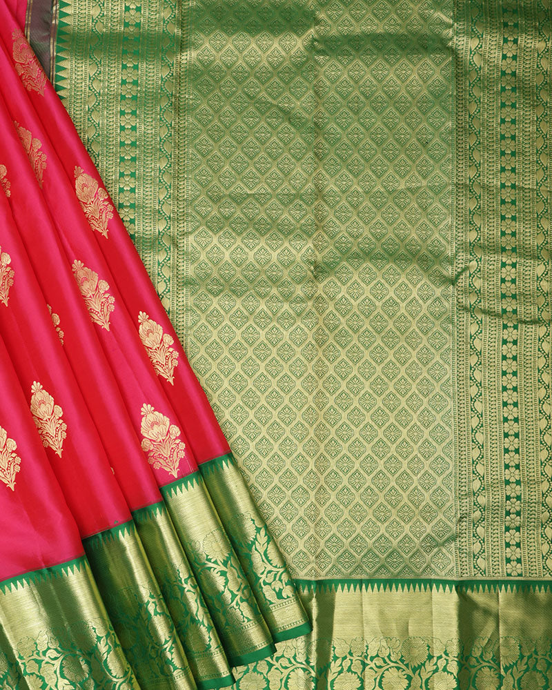 Hot Pink Color Kanjivaram Silk Saree - PattuCheeralu