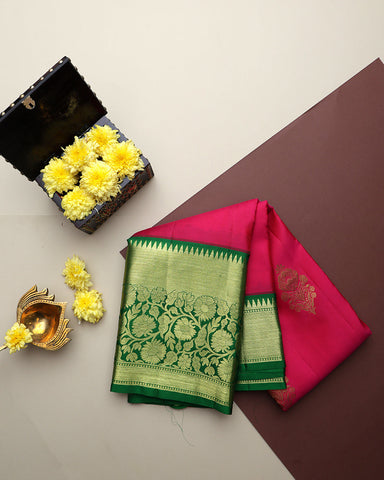 Hot Pink Color Kanjivaram Silk Saree - PattuCheeralu