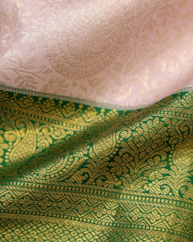 Peach Pink Kanchivaram Silk Saree - PattuCheeralu