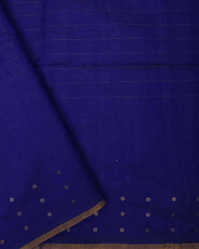 Royal Blue Dhakai Linen Saree - PattuCheeralu