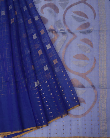 Royal Blue Dhakai Linen Saree - PattuCheeralu