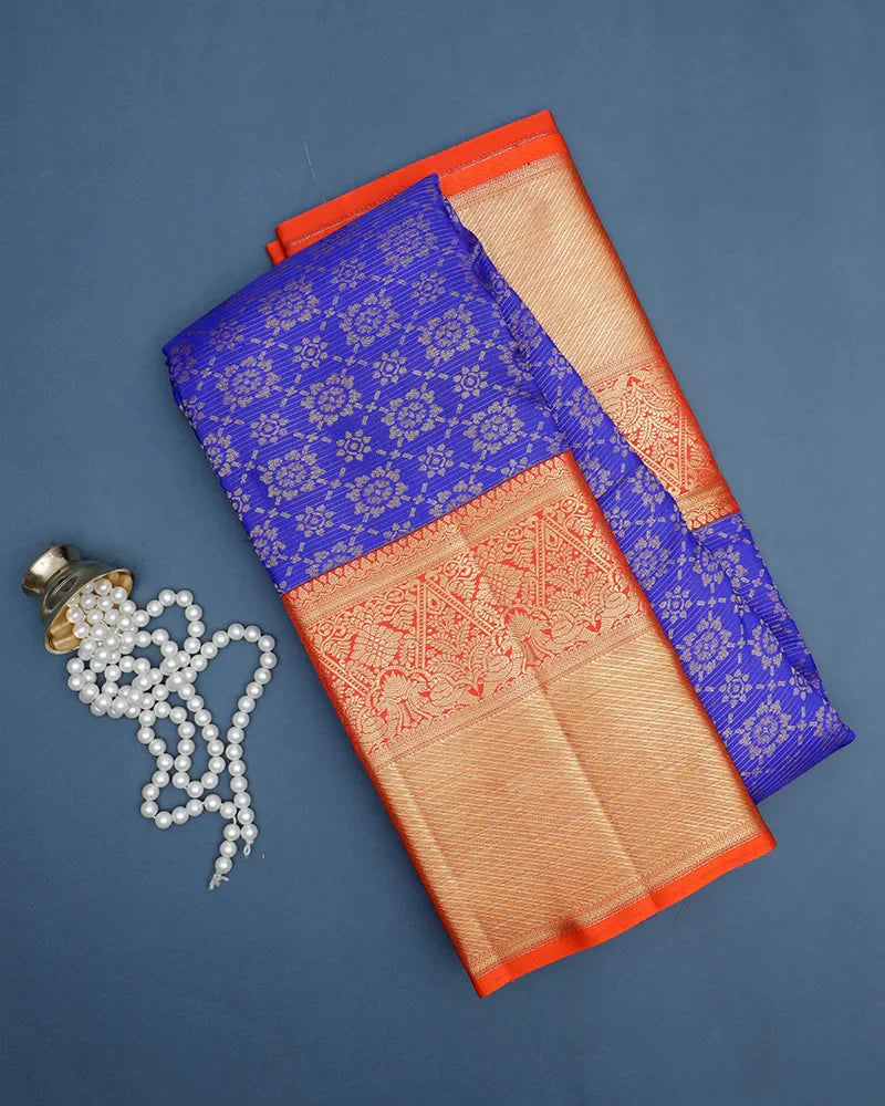 The Royal Blue Kanjivaram Silk Saree - PattuCheeralu
