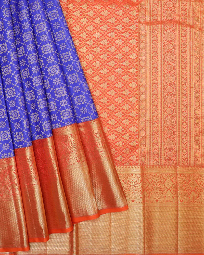 The Royal Blue Kanjivaram Silk Saree - PattuCheeralu
