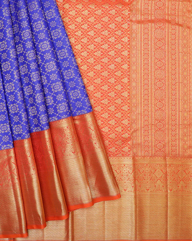 The Royal Blue Kanjivaram Silk Saree - PattuCheeralu