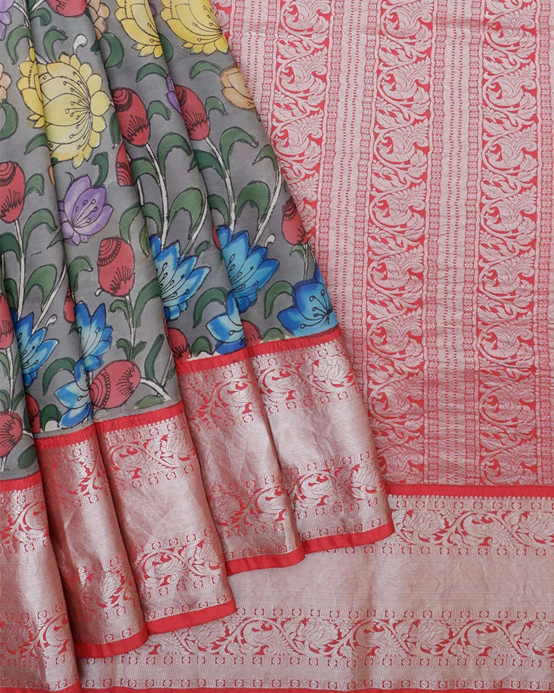 The Light Green Kalamkari Silk Saree - PattuCheeralu
