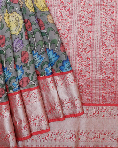 The Light Green Kalamkari Silk Saree - PattuCheeralu