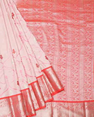 Pink kanchi embroidery saree - PattuCheeralu