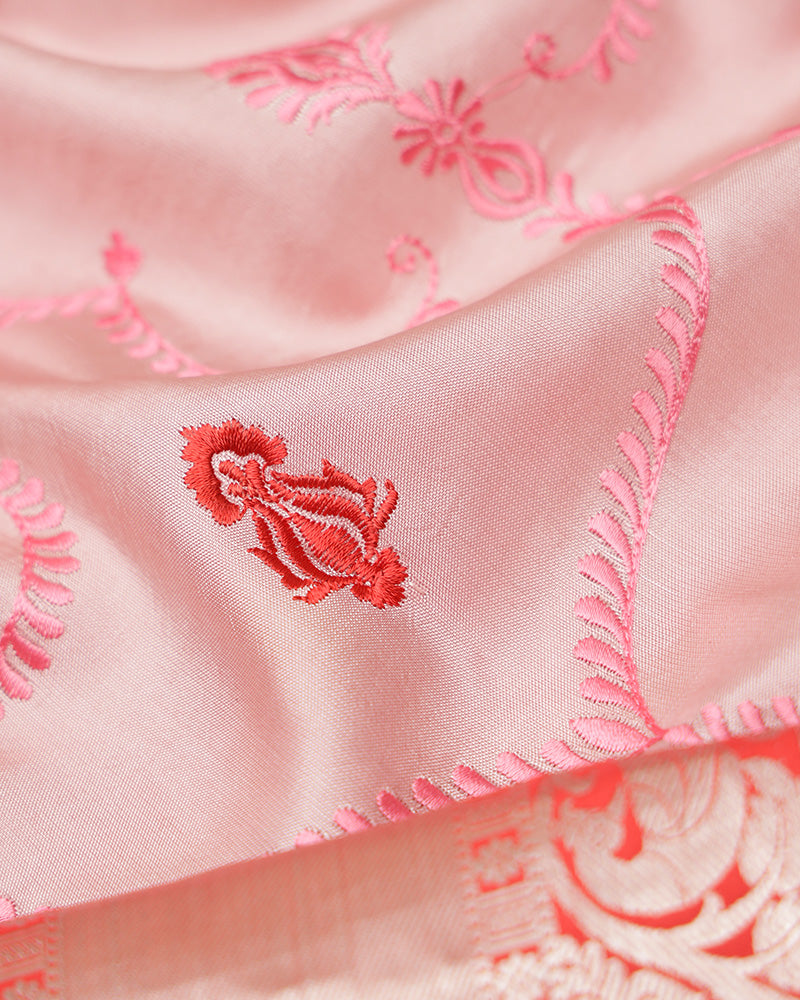Pink kanchi embroidery saree - PattuCheeralu