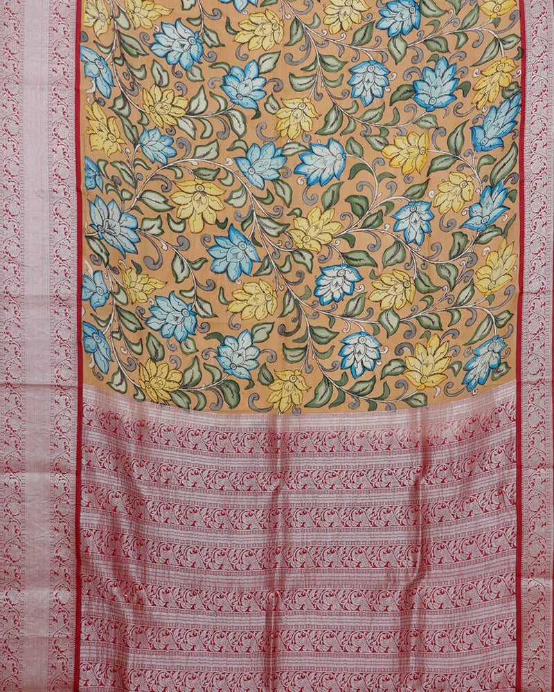 The Orange Kalamkari Silk Saree - PattuCheeralu