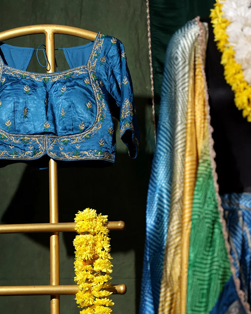 Multi Color Bandhani Crepe Lehenga Set - PattuCheeralu