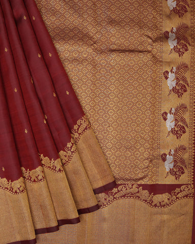 Brown Kanjivaram Saree - PattuCheeralu