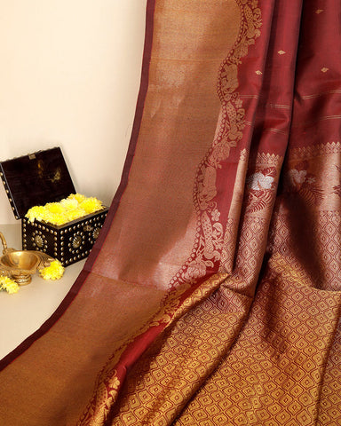 Brown Kanjivaram Saree - PattuCheeralu