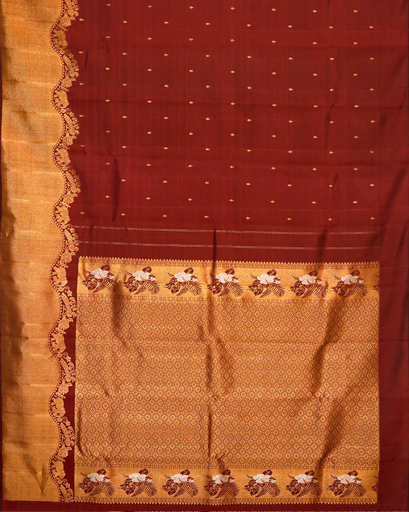 Brown Kanjivaram Saree - PattuCheeralu