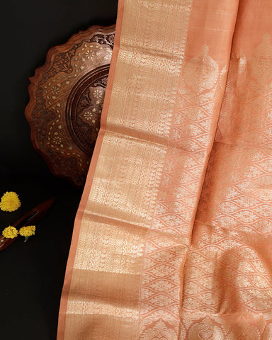 Earth Brown Kanchivaram Silk Saree - PattuCheeralu